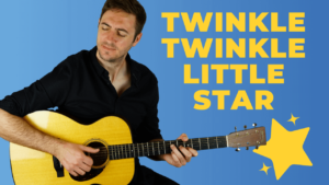 Learn how to play Twinkle Twinkle Little Star on guitar - link to lesson and free tab.