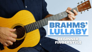 Learn how to play Brahms' Lullaby on guitar - link to lesson and free tab.