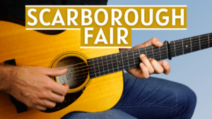 Learn to play Scarborough Fair by Simon and Garfunkel on guitar - link to video lessons with tab available.